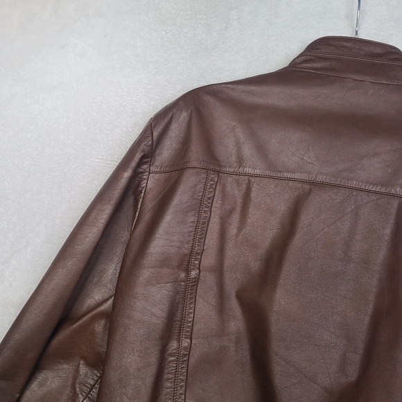 Vintage 70's Cafe Racer Moto Leather Jacket Wilson's Brown Fits Size 44 - Picture 15 of 16